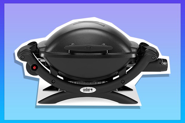 9PR: Weber Baby Q Black BBQ (Q1000) - Portable BBQ Grill for Outdoor Cooking, Camping, Backyard, Deck, Beach - Compact, Versatile, Easy to Start & Easy to Clean Barbeque LPG.