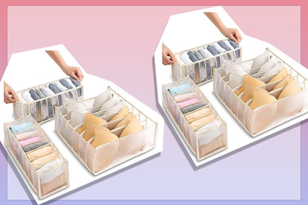 9PR: 3PCS Underwear Organizer, 3 Set Foldable Closet Storage Boxes Drawer Organizer for Underwear, Bra, Socks