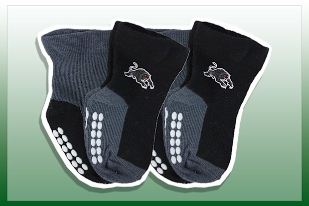 9PR: Penrith Panthers NRL Baby Infant Toddler Nonslip Crew Socks, two pack