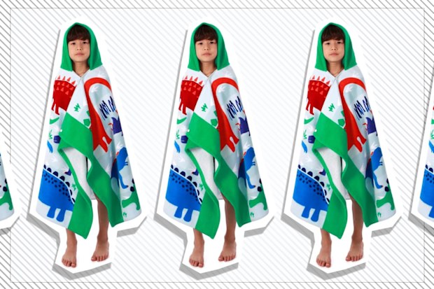 9PR: Cotton Dinosaur Beach Towel Hooded Cape for Kids