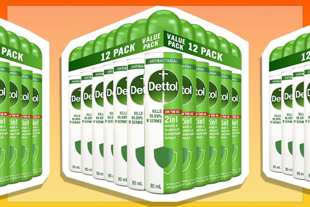 9PR: Dettol 2-in-1 Hand and Surface Sanitiser Spray, 90mL, 12 pack
