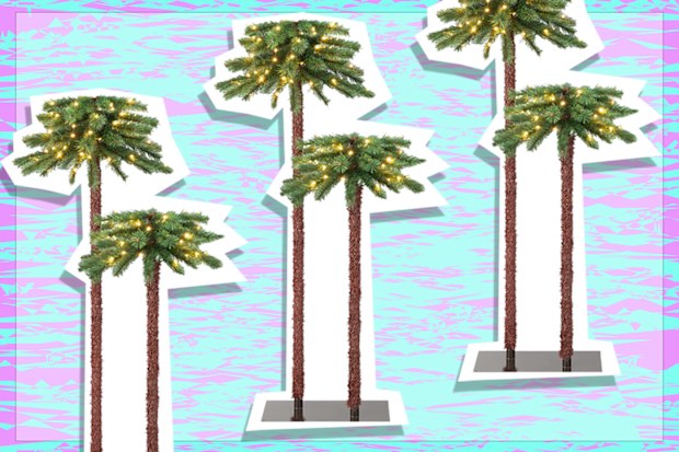 Costway Pre-Lit Artificial Palm Tree Christmas Decoration