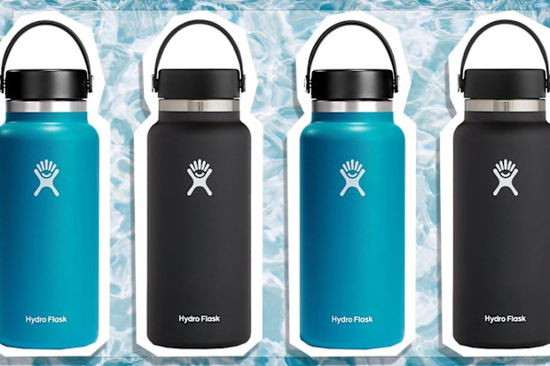 9PR: Hydro Flask Wide Mouth Bottle, 946mL, Black and Blue