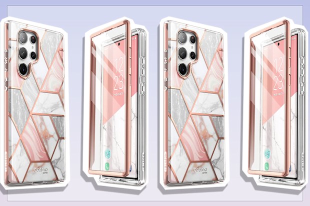 9PR: i-Blason Cosmo Series for Samsung Galaxy S23 Ultra Case with Built-in Screen Protector, Marble