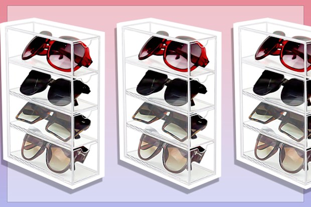 9PR: Acrylic Eyeglass Case Clear Eyeglass Holder Eyewear Display Case with 4 Drawers for Women and Men
