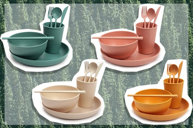 9PR: Wheat Straw Dinnerware Serving Set, 4 set, 28 pieces