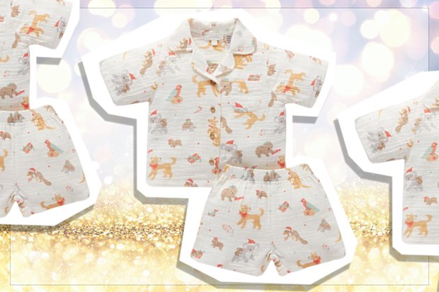 9PR: Purebaby Bush Christmas Woven Pyjama Set