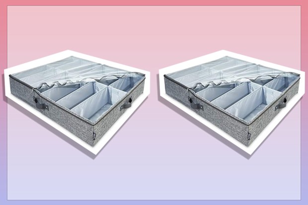 PR: TIOBRA Adjustable Under Bed Shoe Storage Organizer with 10 Dividers