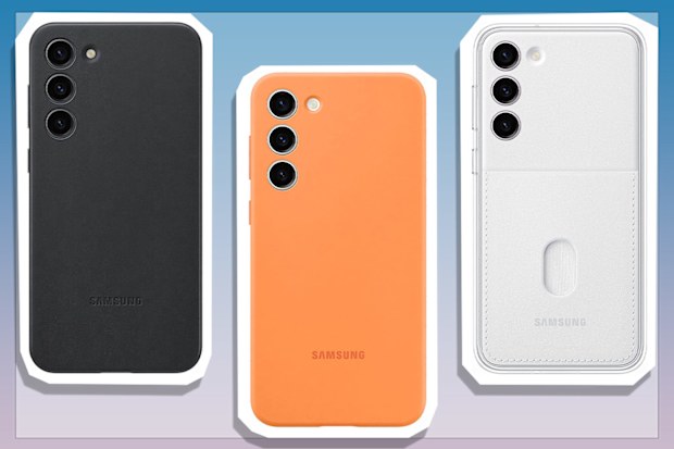9PR: Samsung Galaxy S23+ Cases, Black Leather, Silicone Hallabong and White Frame