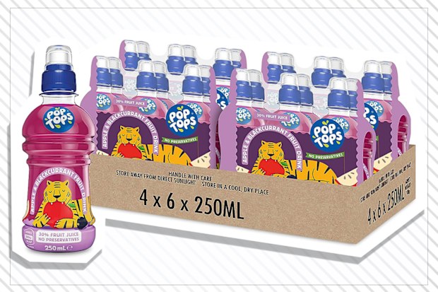 9PR: Pop Tops Apple and Blackcurrent Fruit Drink, 250mL, 24 pack