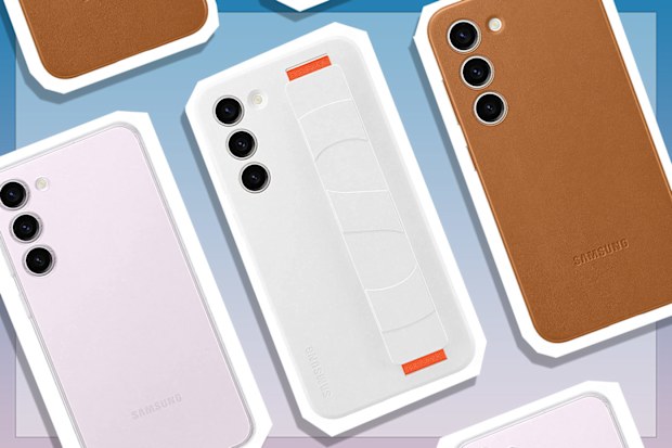 9PR: Samsung Galaxy S23 Cases, Clear Transparent, White Silicone Grip and Camel Leather