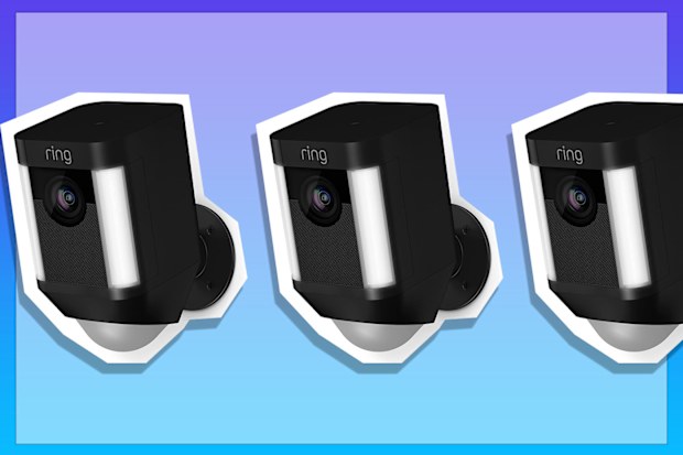 9PR: Ring Spotlight Cam Battery HD Security Camera with Built Two-Way Talk and a Siren Alarm, Black