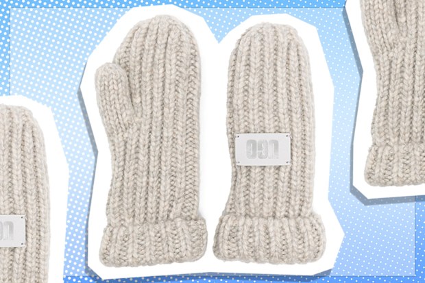 9PR: UGG Kids Chunky-Knit Logo Patch Mittens