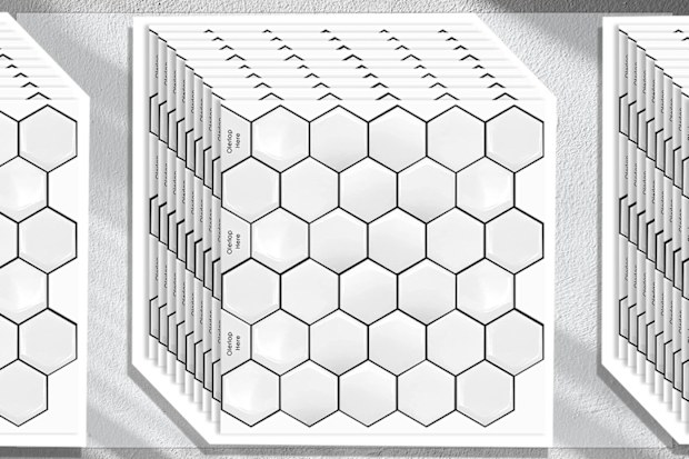 9PR: Morcart Peel and Stick Backsplash Tiles, White Hexagon
