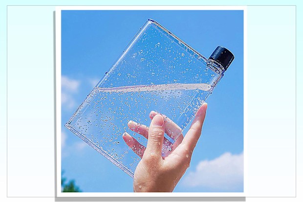 9PR: Gelible Clear Reusable Slim Flat Water Bottle, 420mL, Transparent 