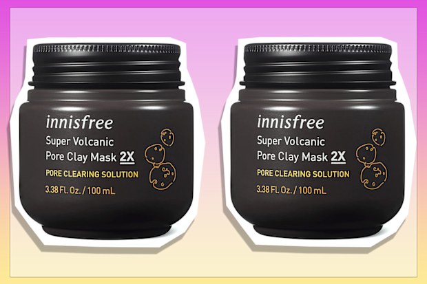 9PR: innisfree Jeju Super Volcanic Pore Clay Mask in black jar.