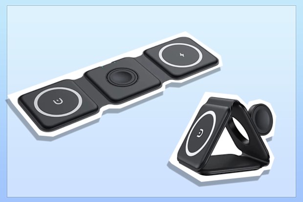 9PR: Wireless Charger 3 in 1, Magnetic Foldable Fast Wireless Charger Charging Pad Portable Wireless Charging Station for iPhone 14/13/12, Samsung, Apple Watch, Air-Pods Pro