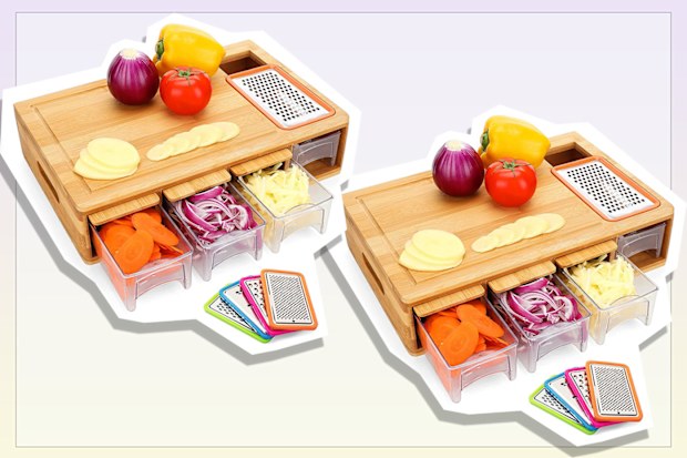 9PR: BRITOR Bamboo Cutting Board with 4 Containers