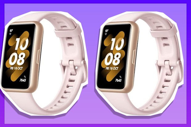 9PR: HUAWEI Band 7 Women's Health and Fitness Tracker, Slim Bezel-Less Screen, 2-Week Battery Life, All-Day SpO2 and Heart Rate Monitor, Sleep Tracking, 96 Workout Modes – Nebula Pink