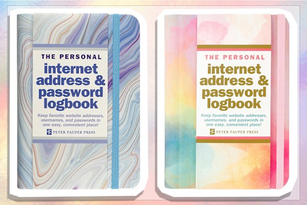 9PR: Peter Pauper Press Internet Address & Password Logbook, Blue Agate and Watercolor Sunset