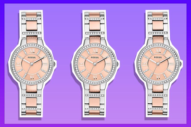 9PR: Fossil Women's Virginia Stainless Steel Crystal-Accented Dress Quartz Watch