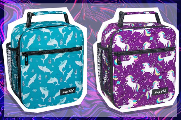 9PR: Hap Tim Insulated Lunch Bag, Blue Sharks and Purple Unicorns