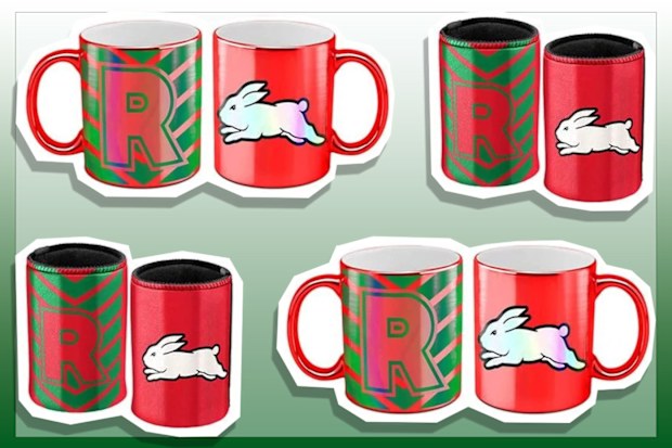 9PR: Rabbitohs Metallic Mug and Can Cooler Set