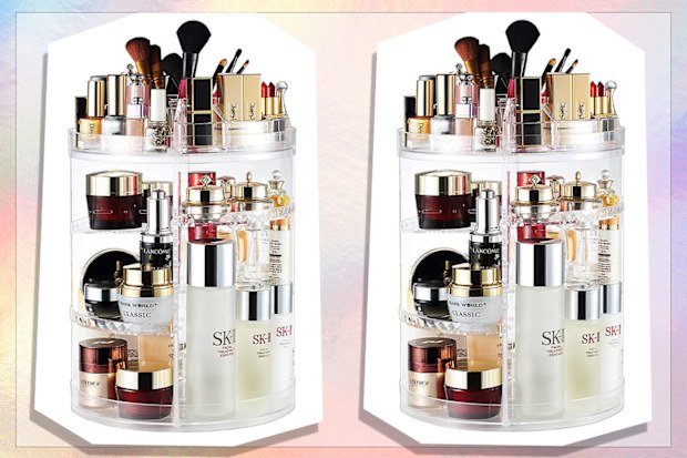 Makeup Organizer, 360 Degree Rotating Adjustable Cosmetic Storage Display Case with 8 Layers Large Capacity