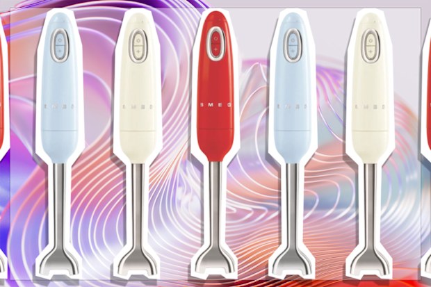 9PR: Smeg 50s Retro Style Hand Blender, Blue, Cream and Red