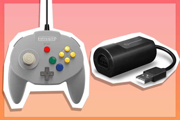 9PR: Retro-Bit N64 Tribute 64 Wired Controller and Hyperkin Controller Adapter for N64