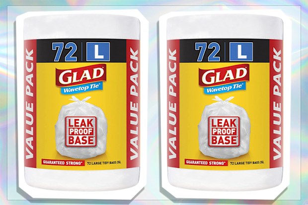 9PR: Glad Wavetop Tie Kitchen Tidy Bags, Large 35 Litres, 72 count