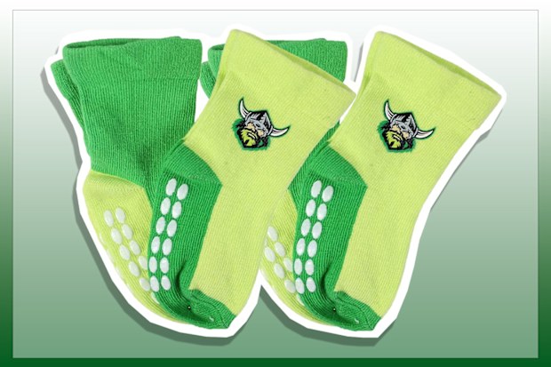 9PR: Canberra Raiders NRL Baby Infant Toddler Nonslip Crew Socks, Two pack
