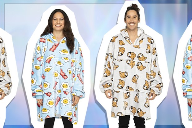 9PR: UGGO WEAR Hooded Blanket, Grey Sloth and Bacon and Eggs