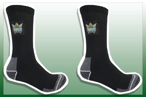 9PR: Gold Coast Titans NRL Mens Adults Heavy Duty Work Socks, two pack