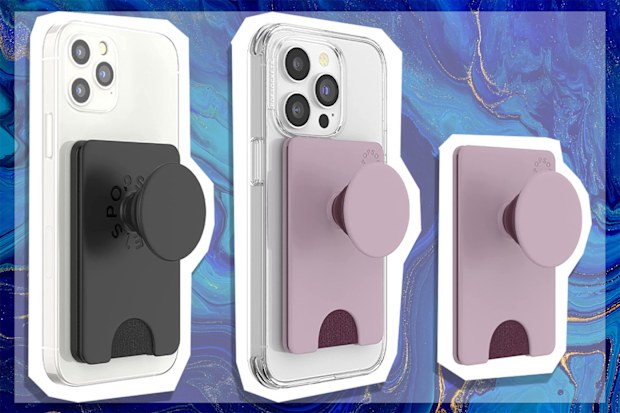 9PR: POPSOCKETS Pop Wallet+ Grip Card Holder, Black and Blush Pink