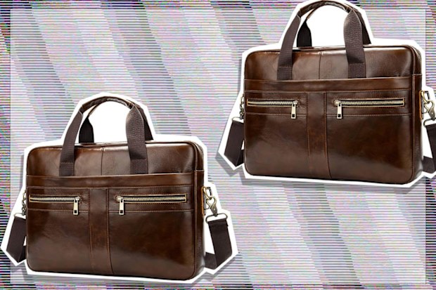 9PR: Leather Shoulder Messenger Bag for Men Travel Business