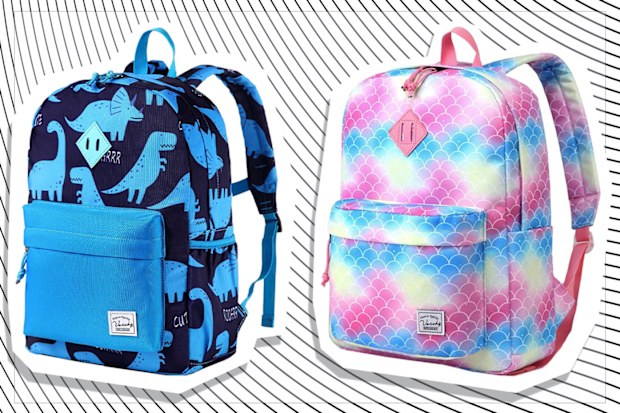9PR: VASCHY Blue Dinosaur and Mermaid Scales Kids Backpacks