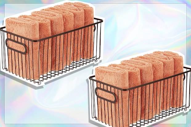 9PR: mDesign Metal Bathroom Storage Organizer Basket Bin 