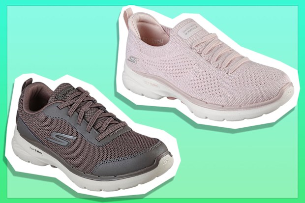 9PR: Skechers Women's GO Walk 6, Pink and Skechers Men's GO Walk 6, Taupe