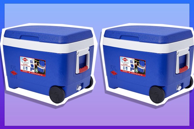 9PR: Decor Journey Wheelie Cooler Tote Bag, 55 Litre Capacity, Blue