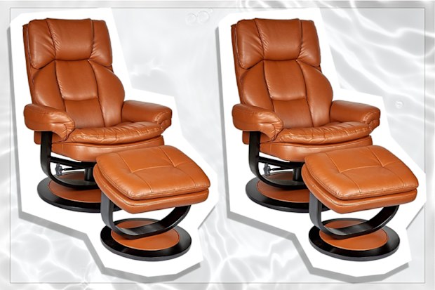 New Oriental Andrew Premium Lounge Chair with Ottoman, Brown
