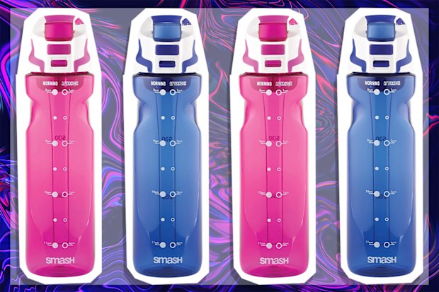9PR: Smash Chugger Water Bottle, 750mL, Blue and Pink