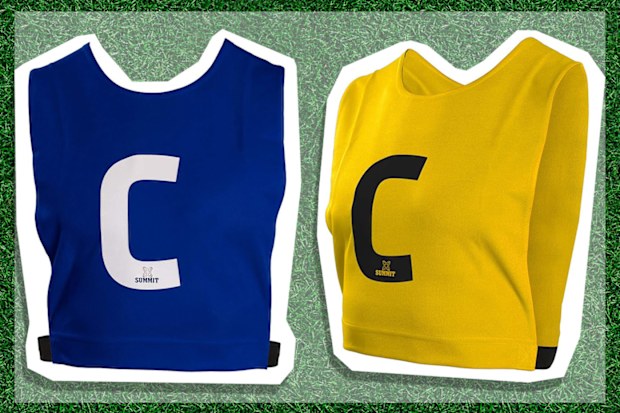 9PR: Summit Netball Bibs Team Set, Blue and Yellow