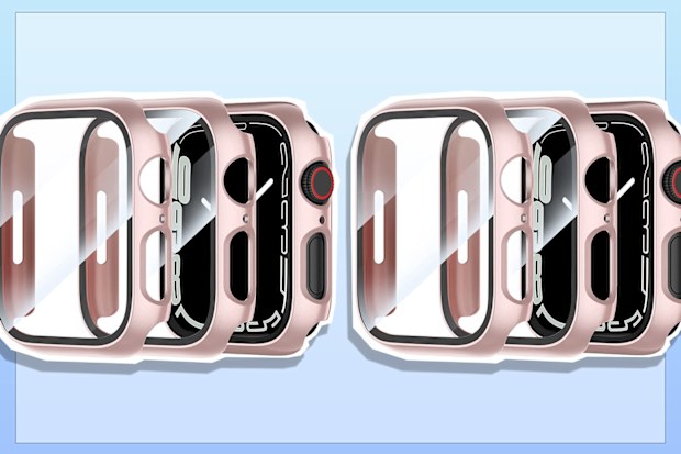 9PR: T Tersely Case Compatible with Apple Watch Series 8 Series 7-45mm, Built-in Thin HD Tempered Glass Screen Protector in Rose Gold Overall Cover Replacement for iwatch 8/7