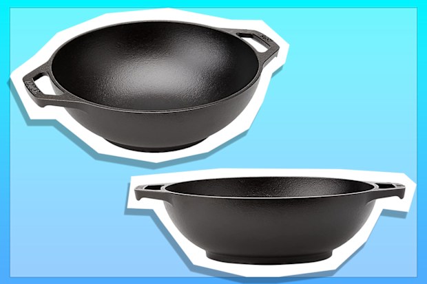 Lodge L9MW 9 Inch Cast Iron Mini Wok, Black