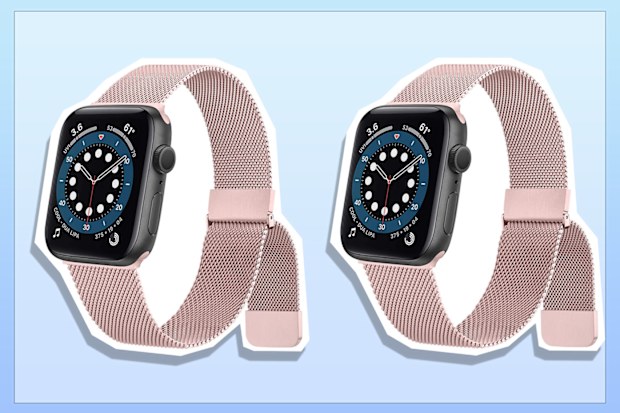 9PR: Metal Stainless Steel Band for Apple Watch in rose pink colour.