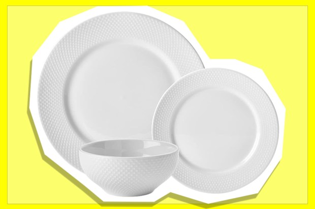 9PR: Wiltshire White Stipple Embossed 12 Piece Dinner Set