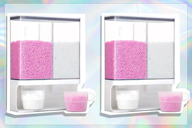 9PR: Laundry Detergent Dispenser, Wall-Mounted  Storage Kitchen Organization with 1 Measuring Cups