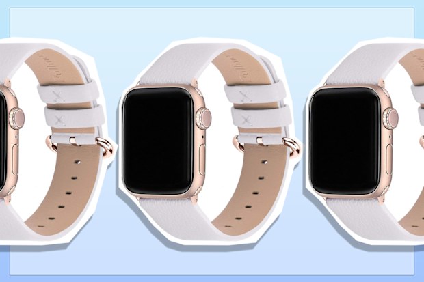 9PR:  Lichi Calf Leather Apple Watch Band/Strap with Stainless Steel Clasp for iWatch