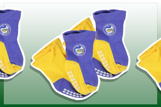 9PR: Parramatta Eels NRL Baby Infant Toddler Nonslip Crew Socks, two pack